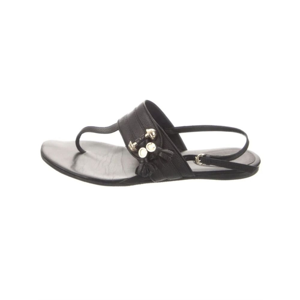 Gucci Women's Black Leather Slingback Thong Sandals